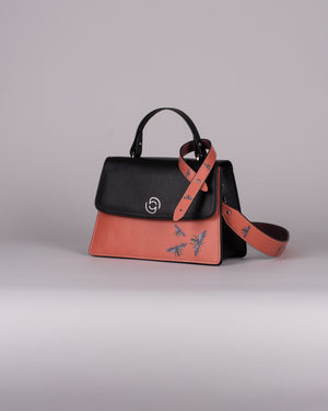 handbag set - black insect orange