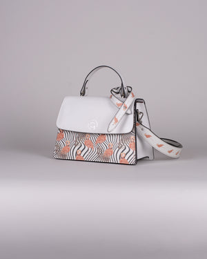 handbag set - white flamingo salmon