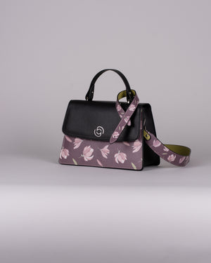 handbag set - black peony dark