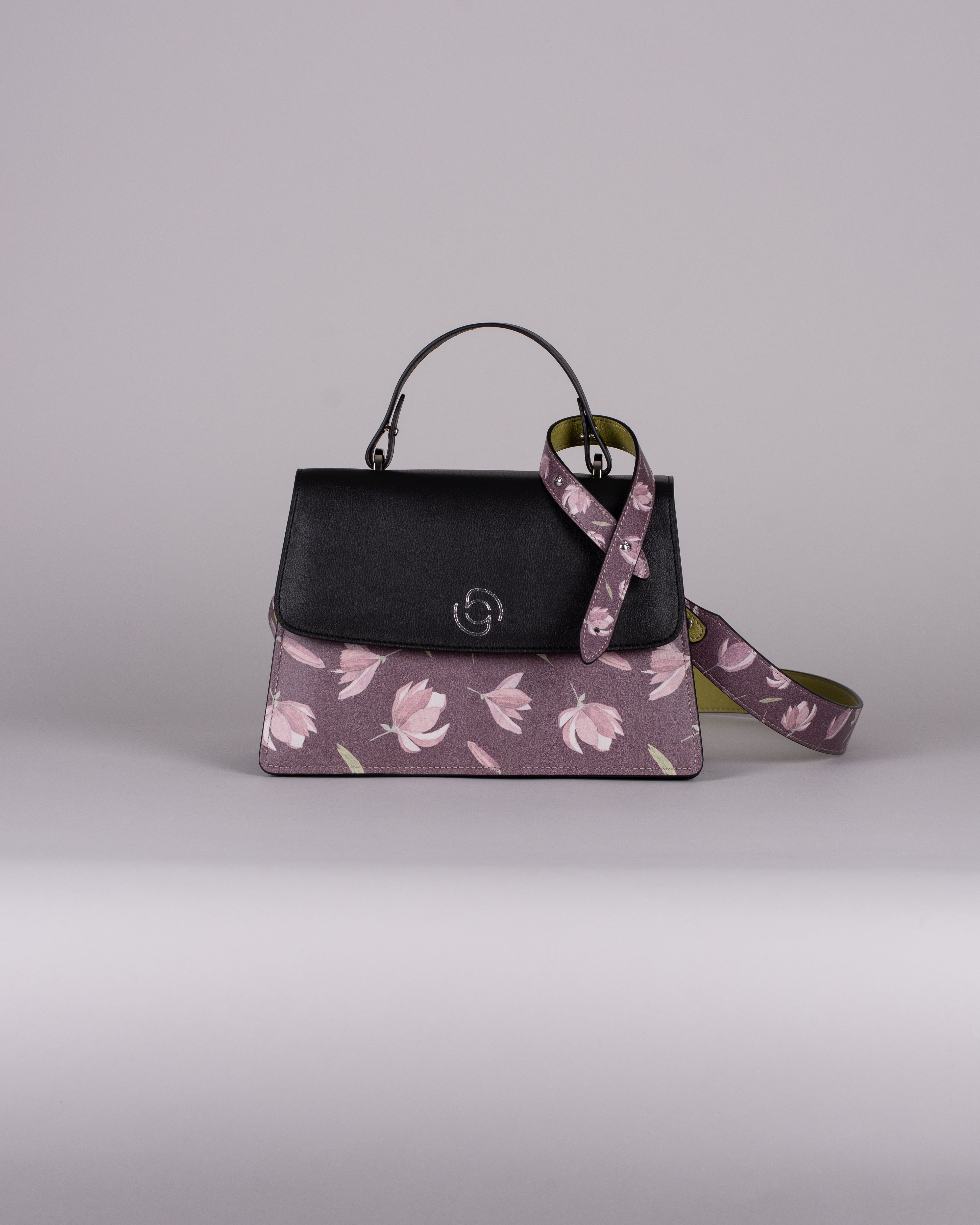 handbag set - black peony dark