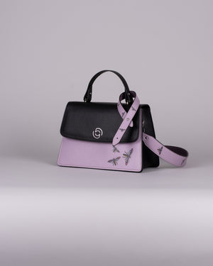 handbag set - black insect lila