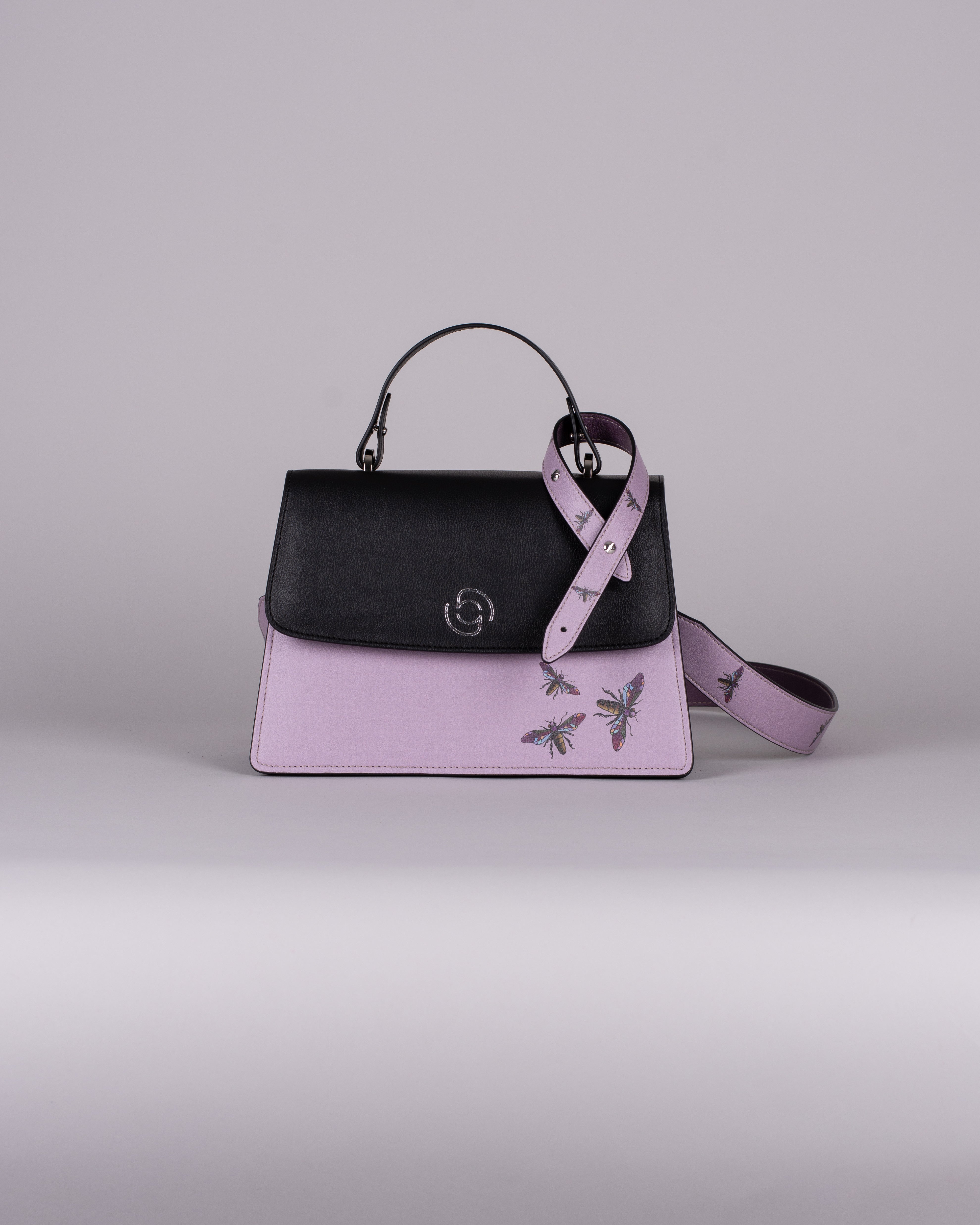 handbag set - black insect lila
