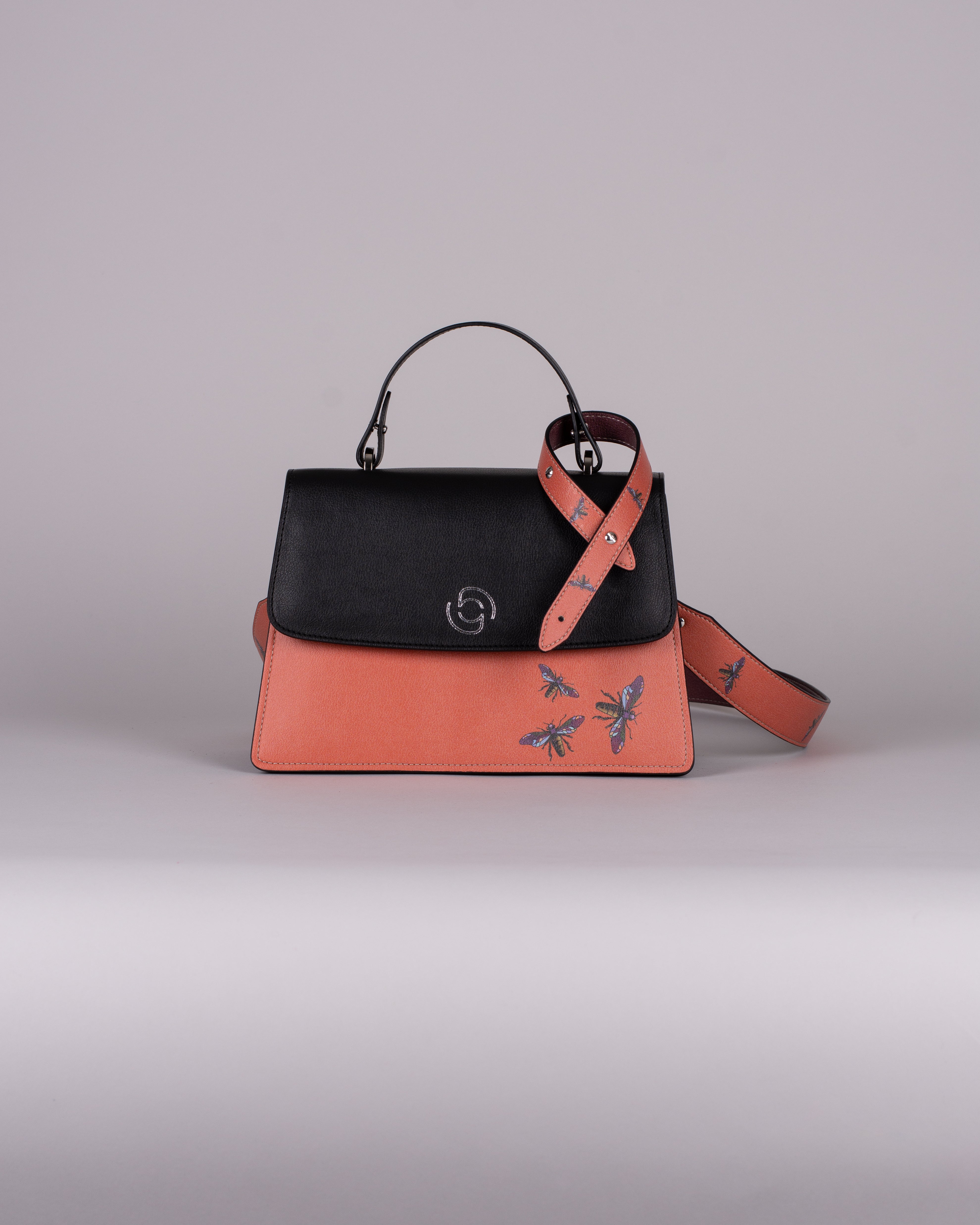 handbag set - black insect orange