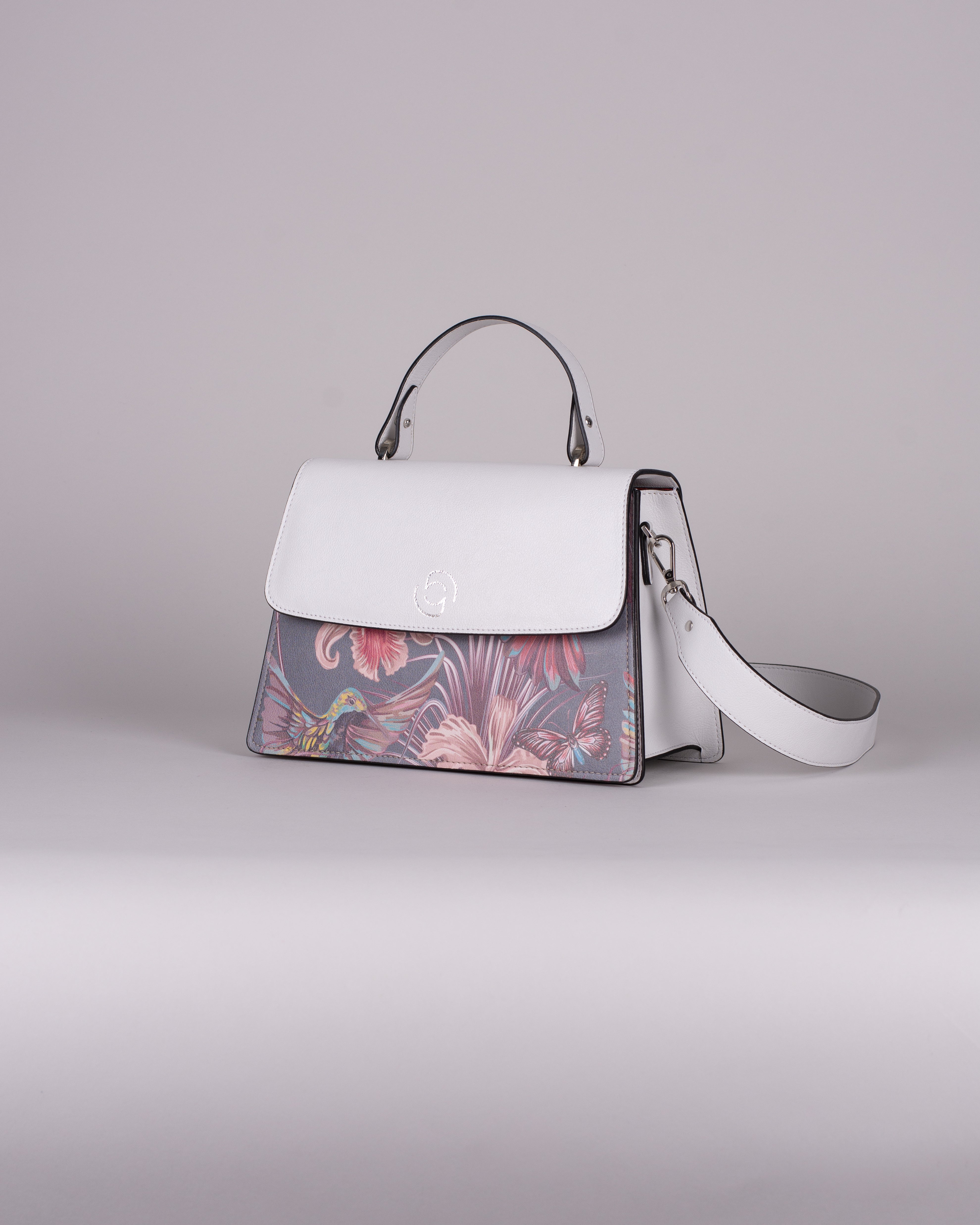 handbag set - white hummingbird dark