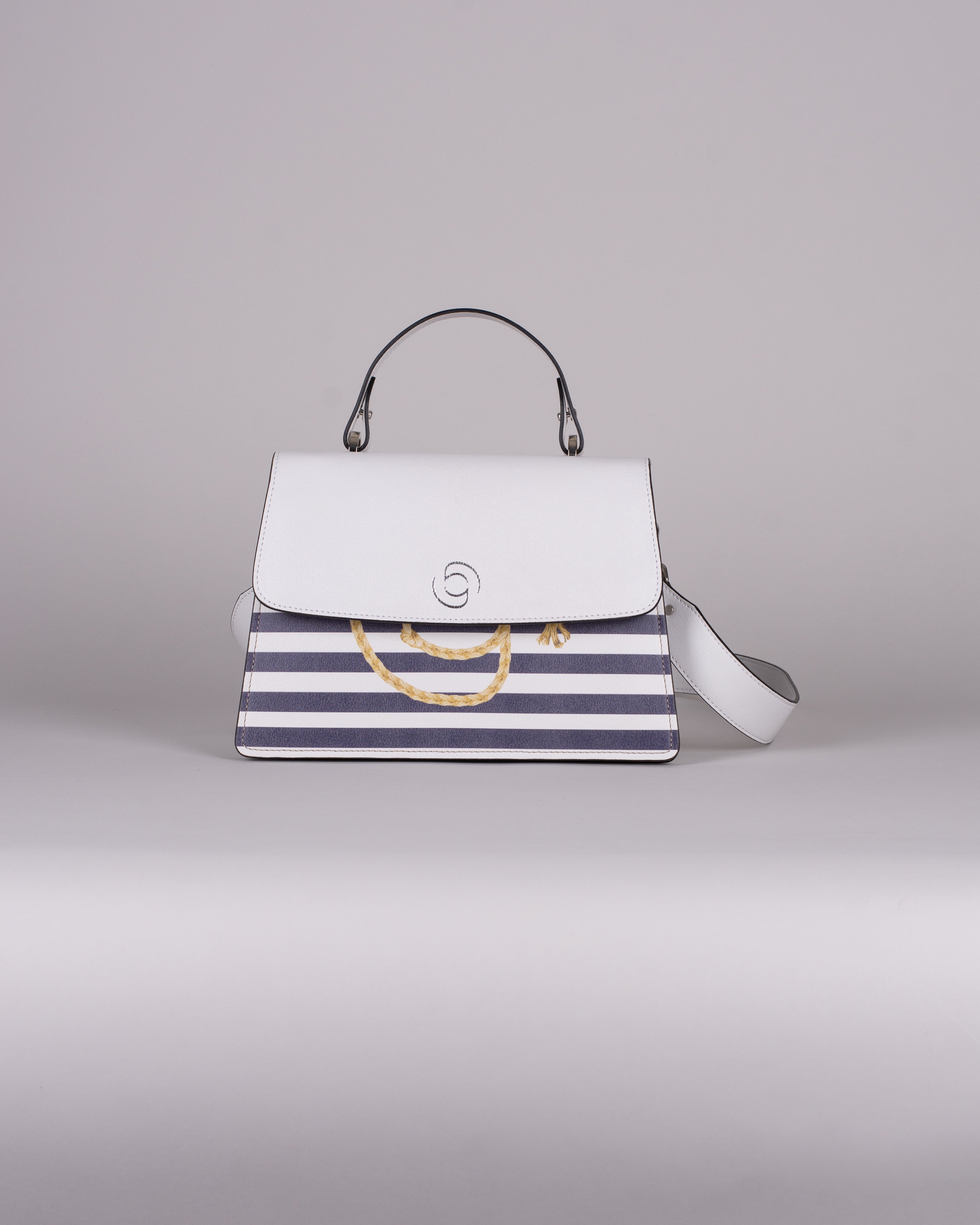 handbag set - white marine blue