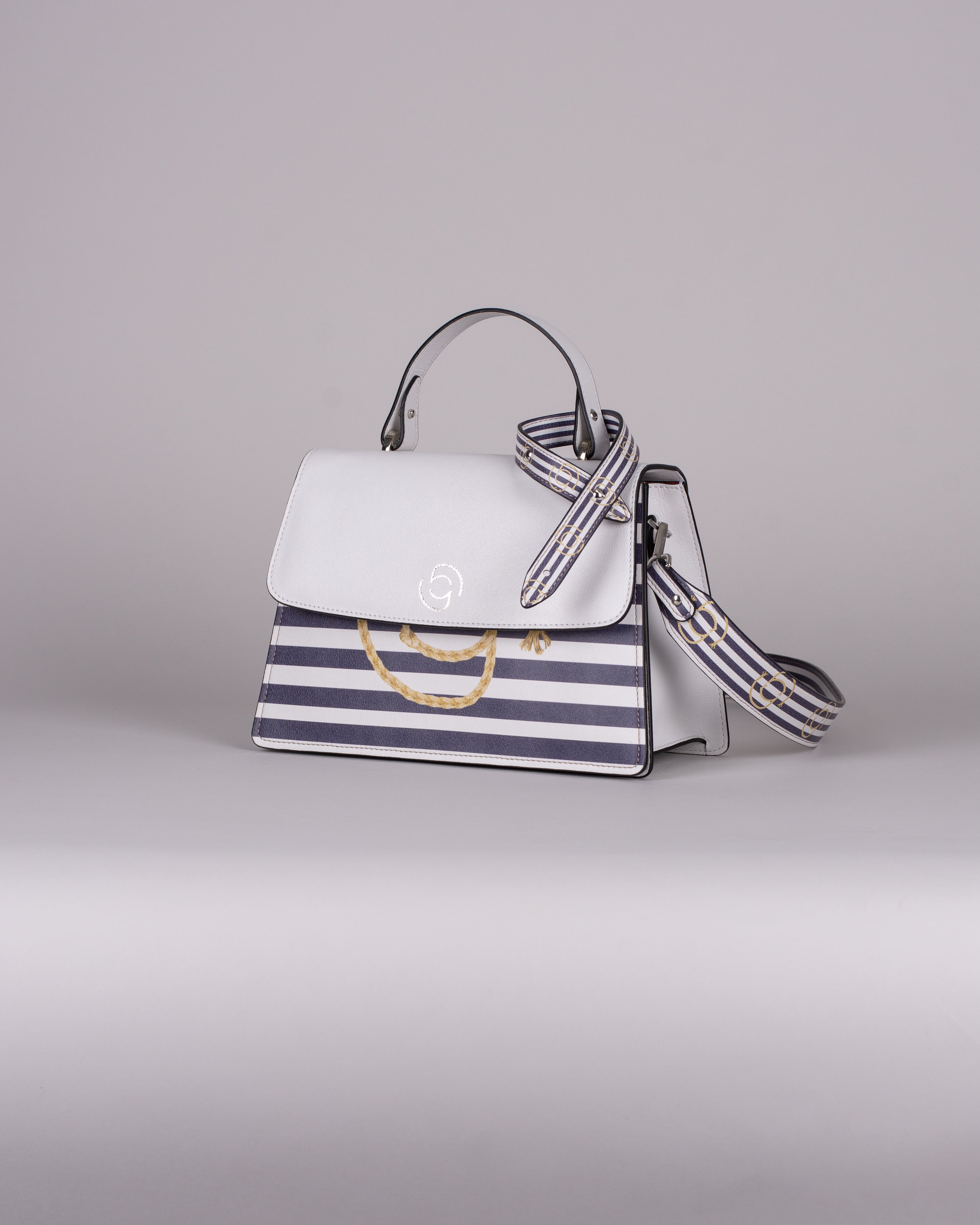 handbag set - white marine blue