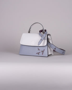 handbag set - white insect blue