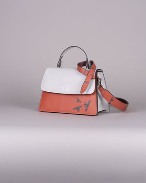 handbag set - white insect orange